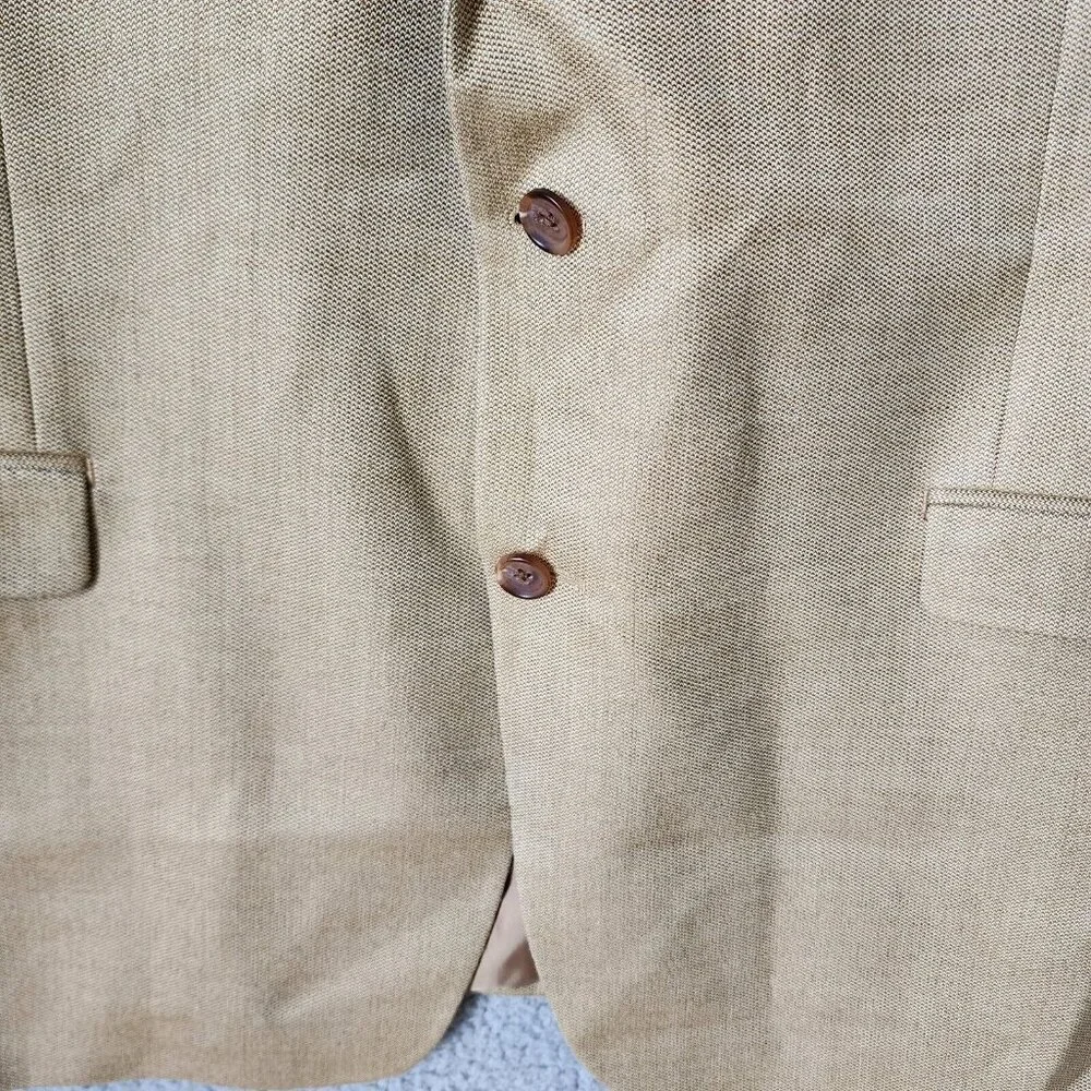 Lauren Ralph Lauren Beige 2 Button Blazer Suit Jacket Size 46 L Silk Wool Blend - Picture 7 of 14